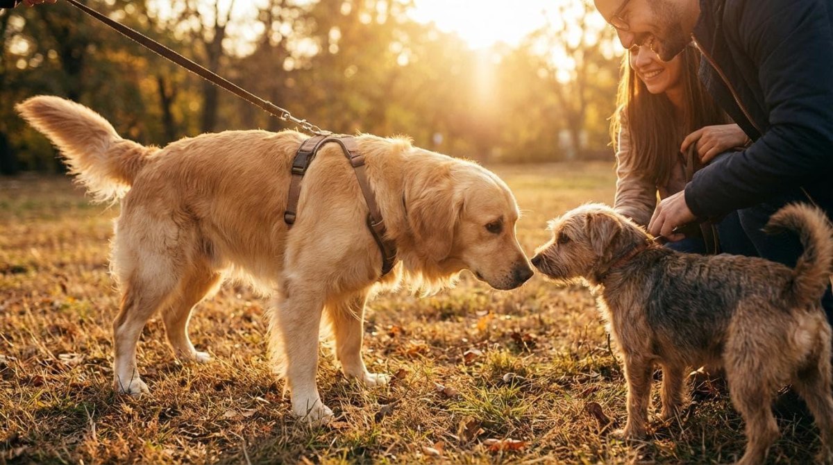 Puppies playing together safely