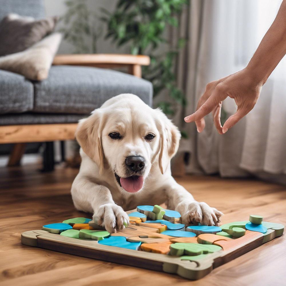 Puppy solving brain game