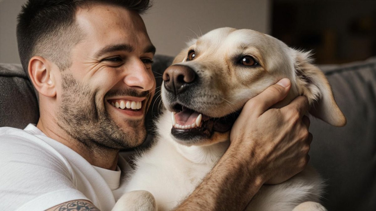 Dog bonding with owner before trick
