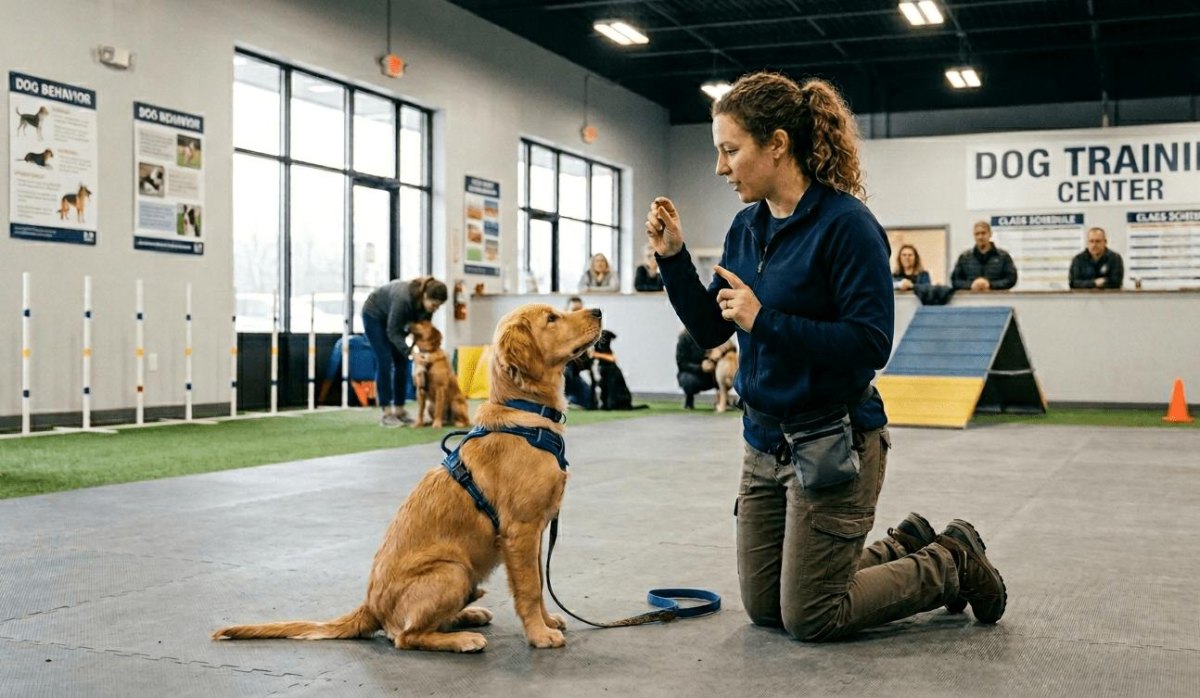 Professional dog trainer session