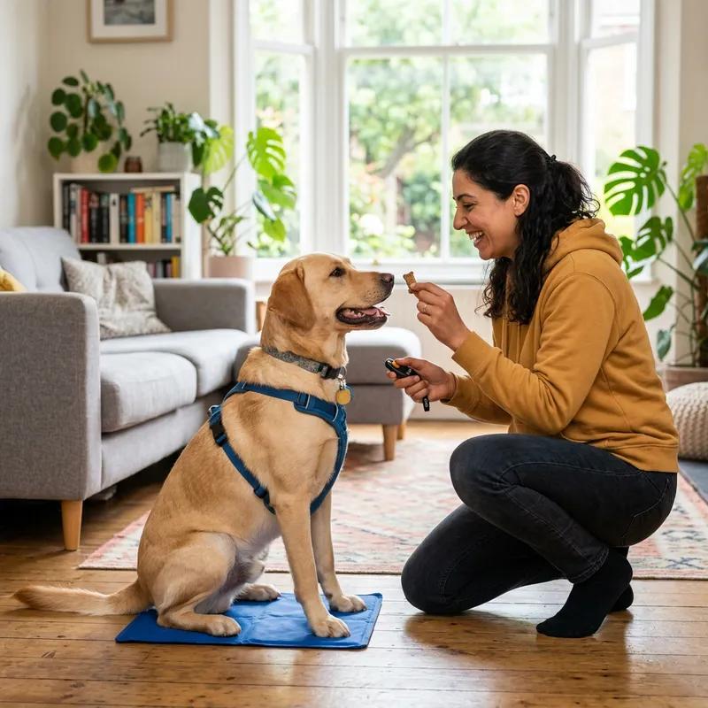 Safe mat setup for dog trick