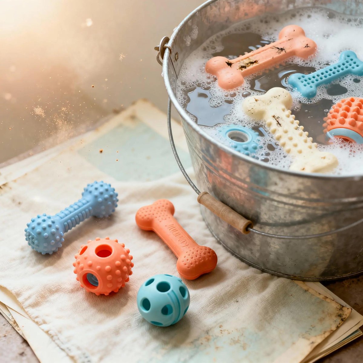 Drying washed puppy toys
