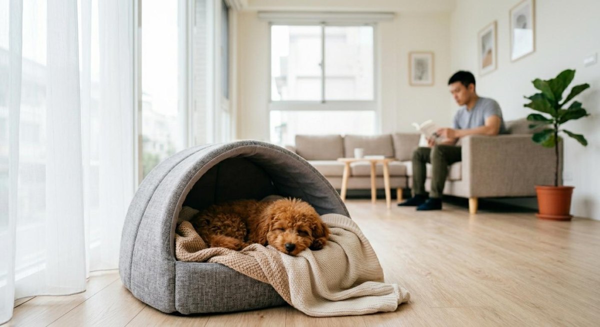 Puppy relaxing independently