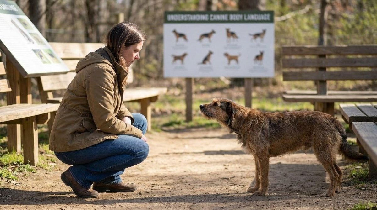 Dog showing body language during training
