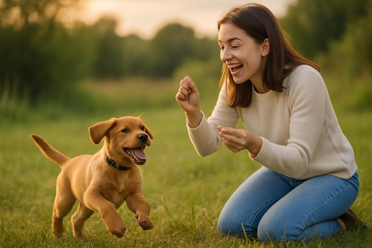 Happy puppy during training session