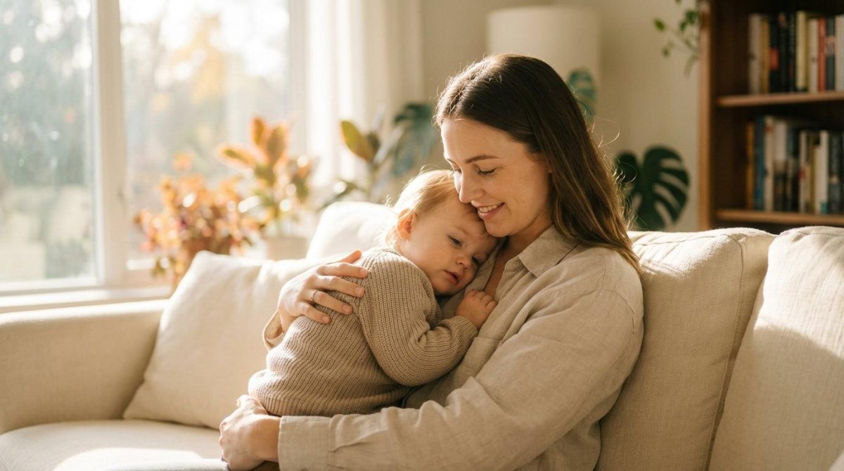 Parent and toddler taking potty training break