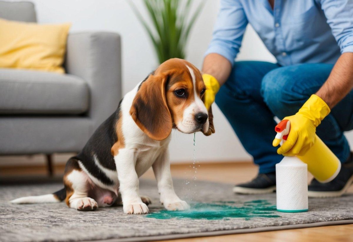 Cleaning puppy accident indoors