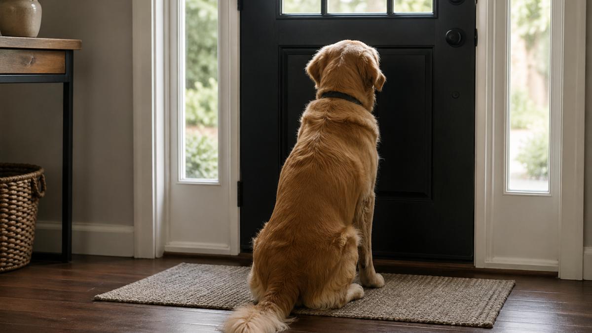 Dog hiding while owner works on separation anxiety