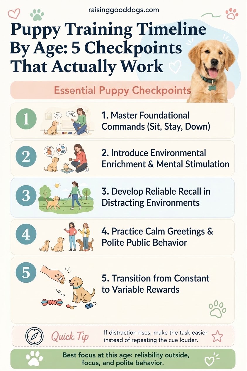 Puppy Training Timeline By Age: 5 Checkpoints That Actually Work
