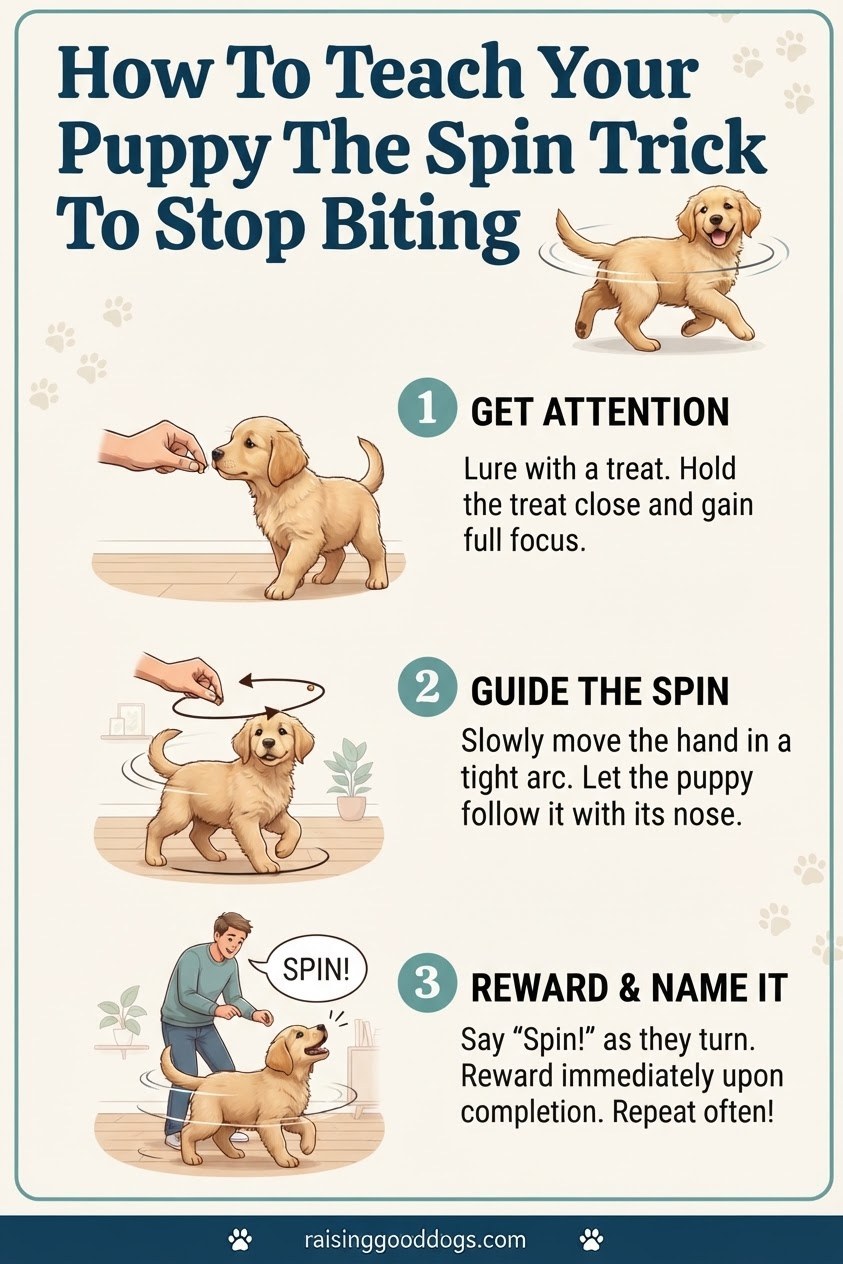 How To Teach Your Puppy The Spin Trick To Stop Biting