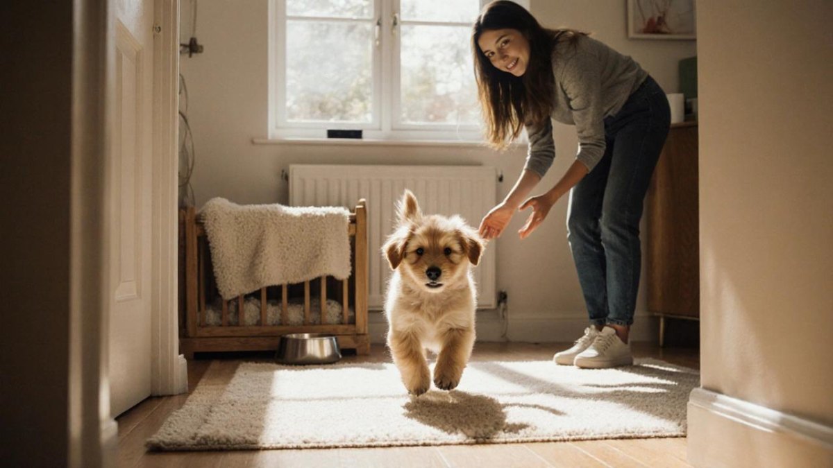 Puppy following daily routine