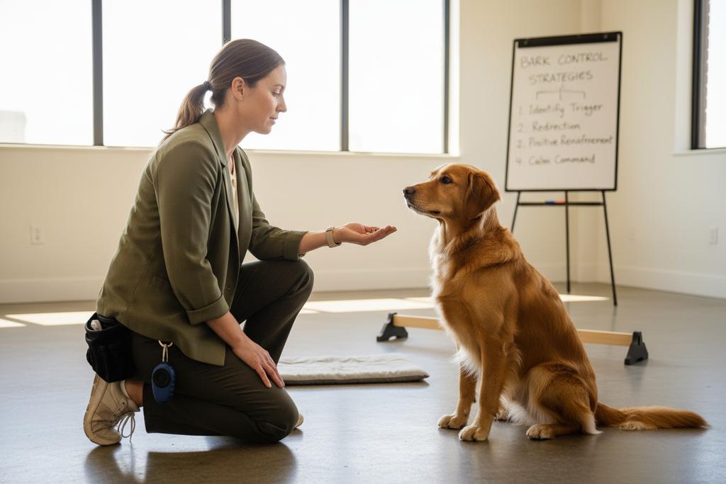 Trainer helping barking reactive dog