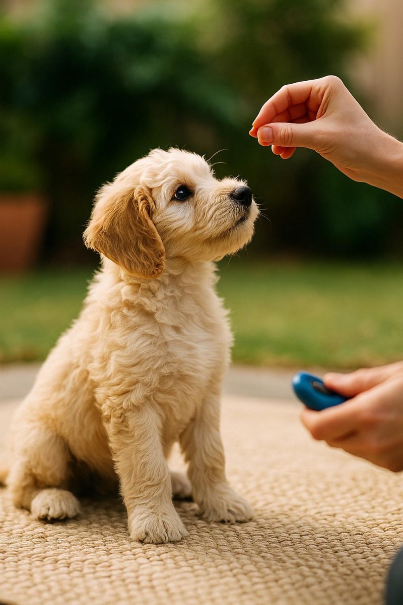 Puppy receiving training reward