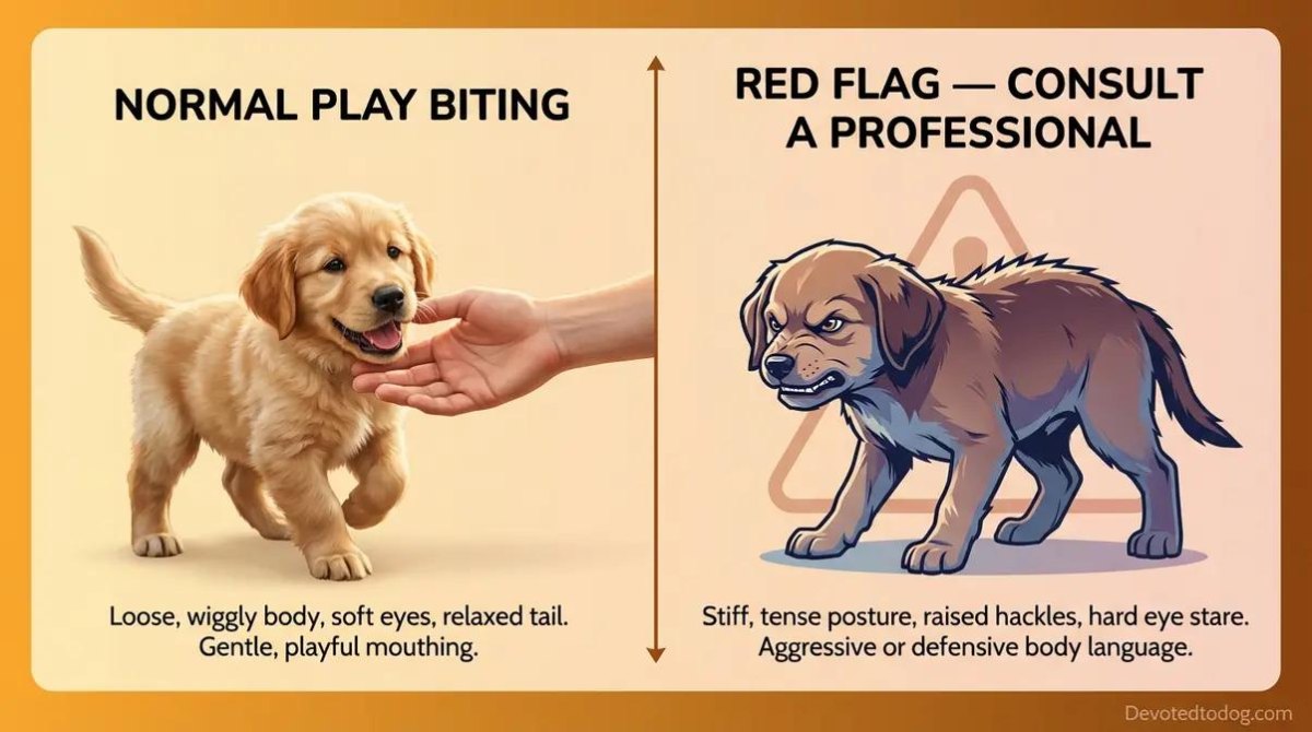 Puppy displaying warning body language
