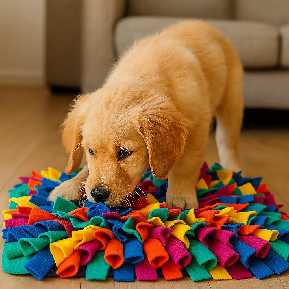 Puppy searching snuffle mat