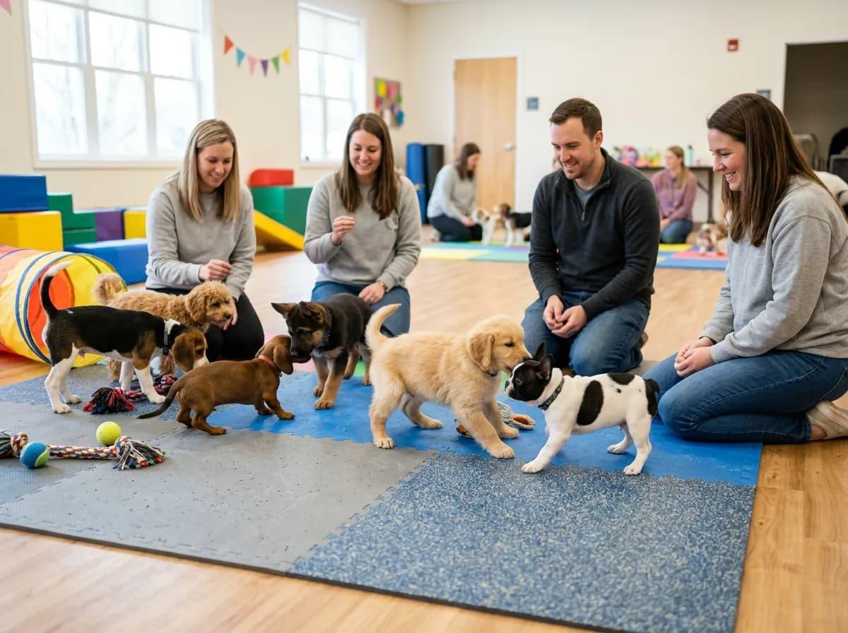 Puppy socializing safely