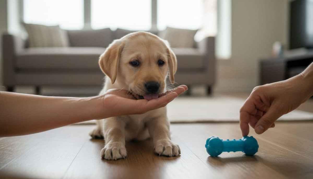 Puppy playing with toy