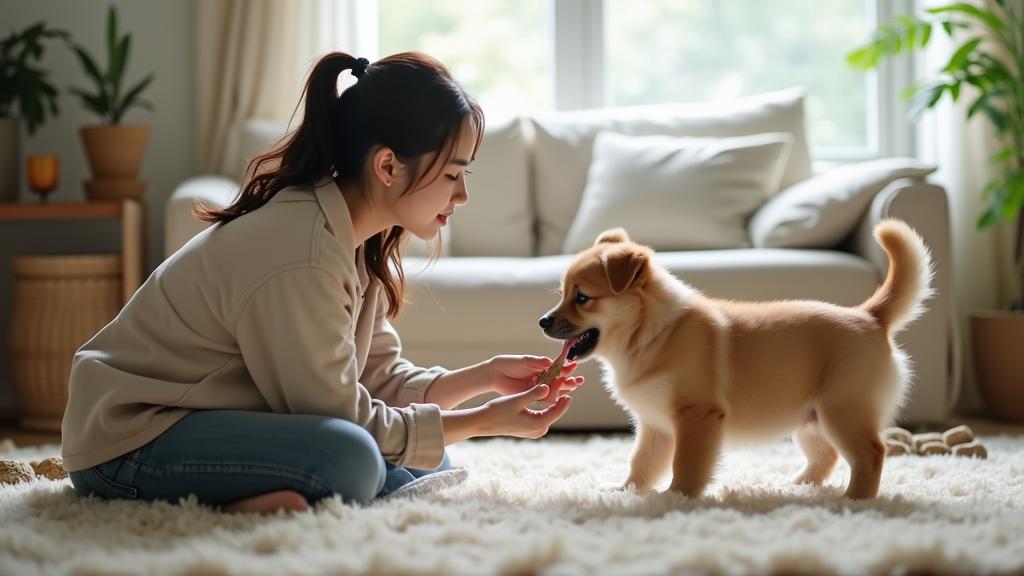 Puppy learning gentle play