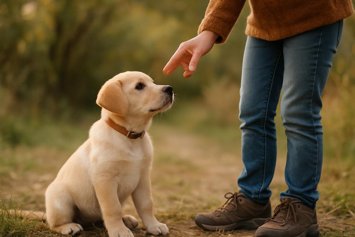 Puppy learning leave it