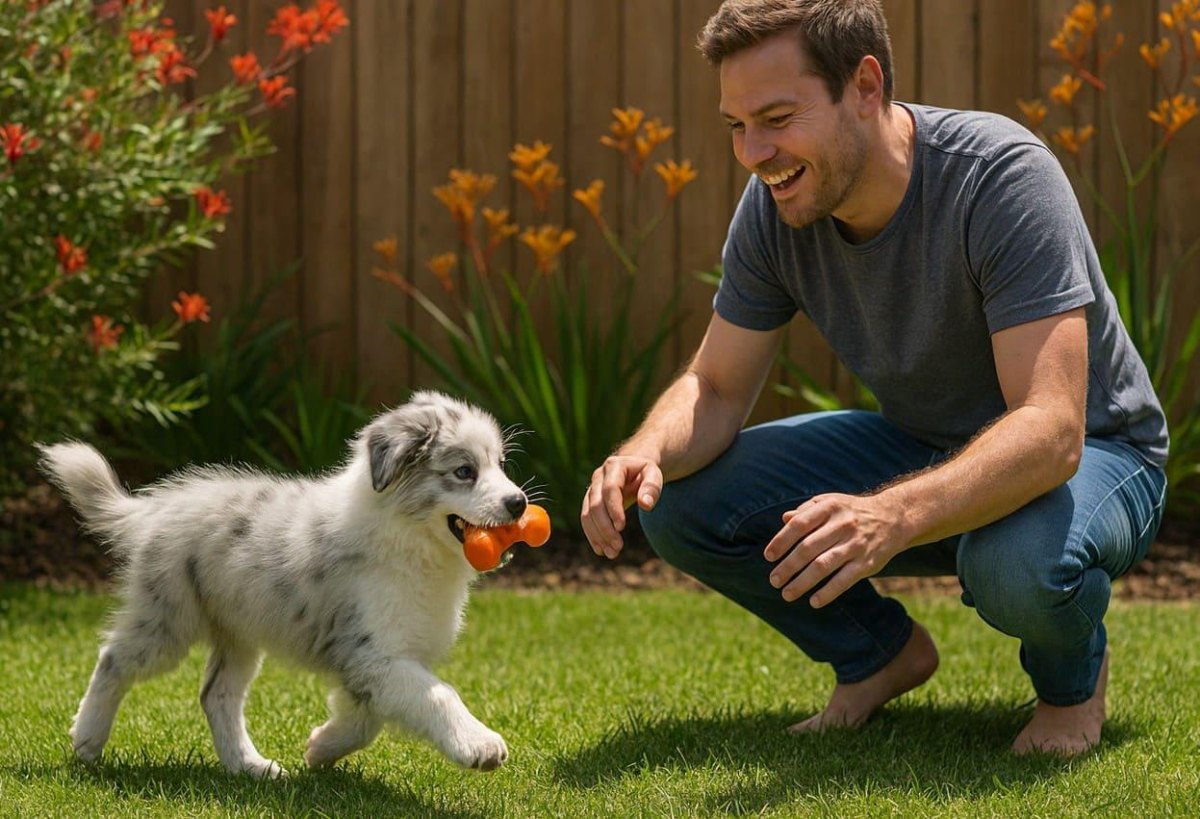 Puppy bringing toy
