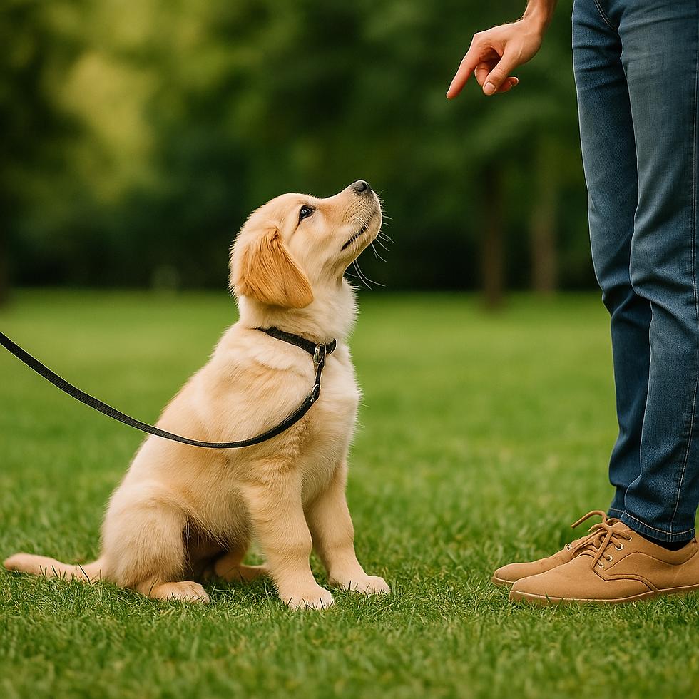 Puppy waiting calmly