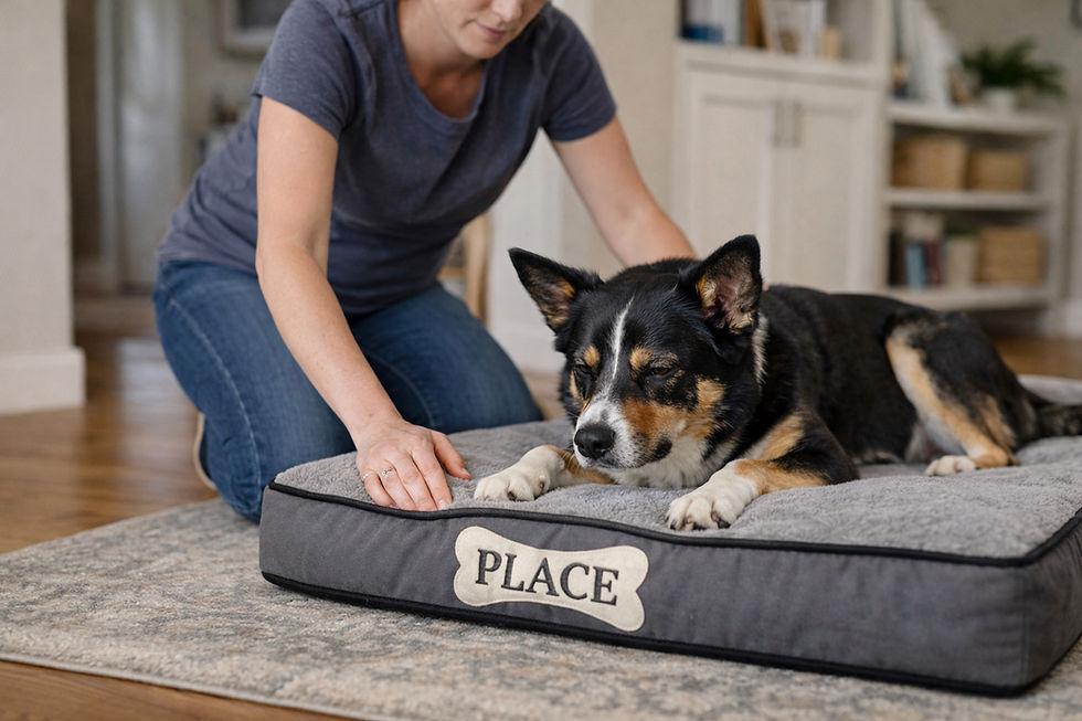 Puppy resting on mat