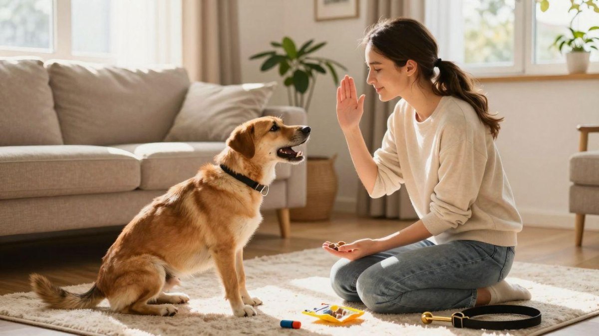 Puppy quiet training session