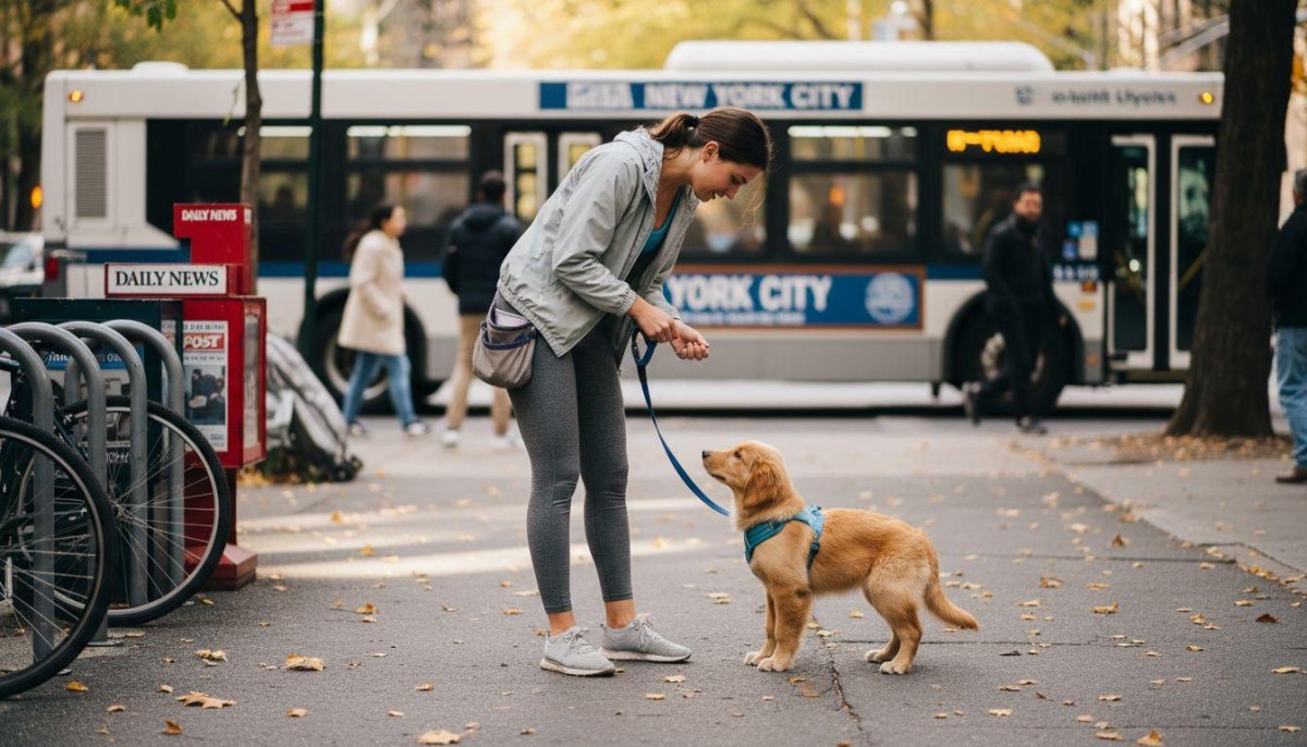 Puppy training outdoors