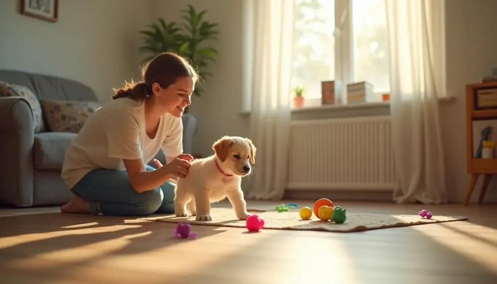 Puppy playing training game